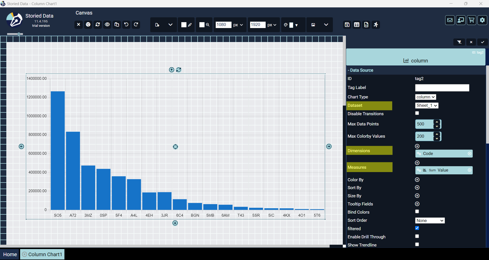 Column Chart - Create and distribute smart, data-rich content with our ...